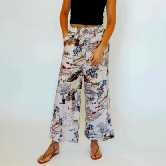 Chufy Kathmandu Heights Floral Samurai Japanese Linen Pants S - Picture 1 of 7